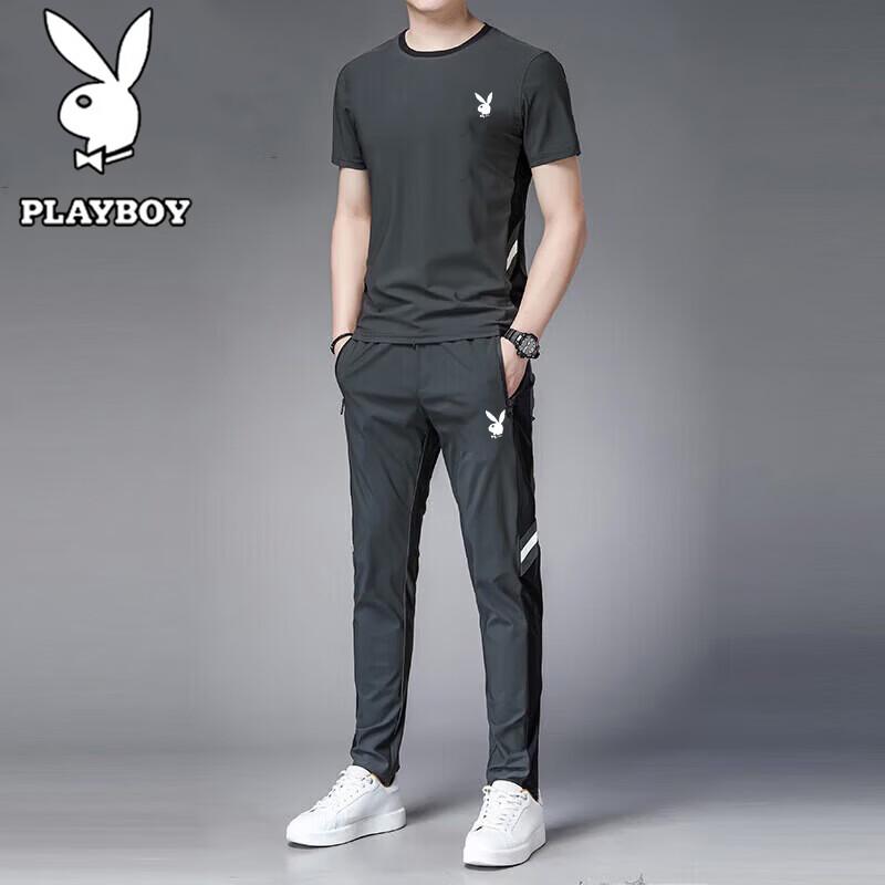 PLAYBOY Men s Quick-Dry T-Shirt & Pants Set XL