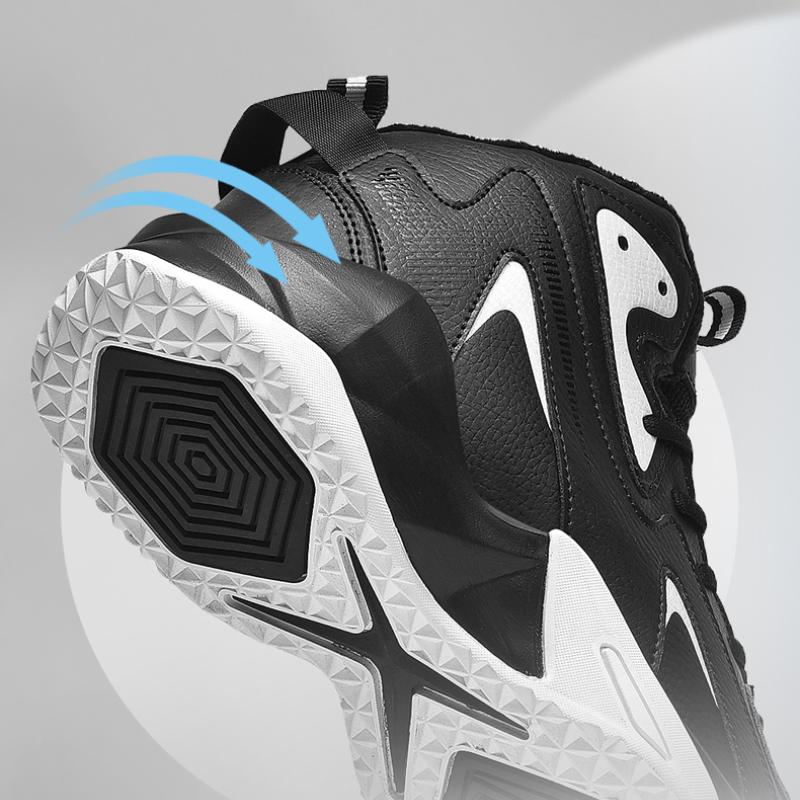 Men High-Top Leather Basketball Shoes Autumn Winter Non-slip Training Sneakers Sports Shoes Casual Breathable Tennis Shoes