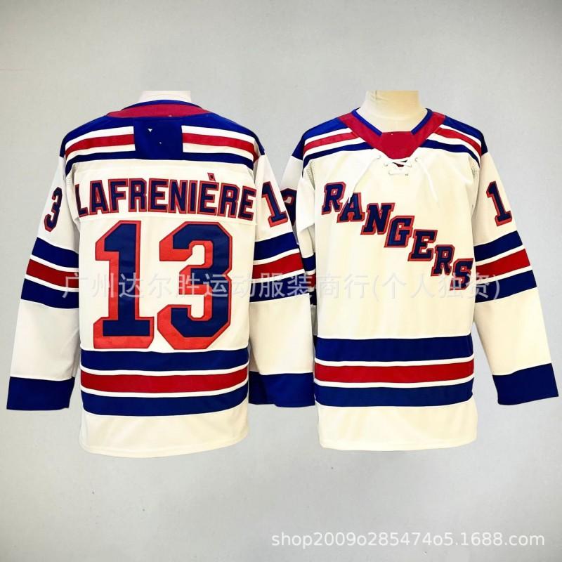 Mens New York Rangers 13 Alexis Lafreniere Authentic Style Hockey Jersey Blue Fan Wear Ice Games Casual Sportswear