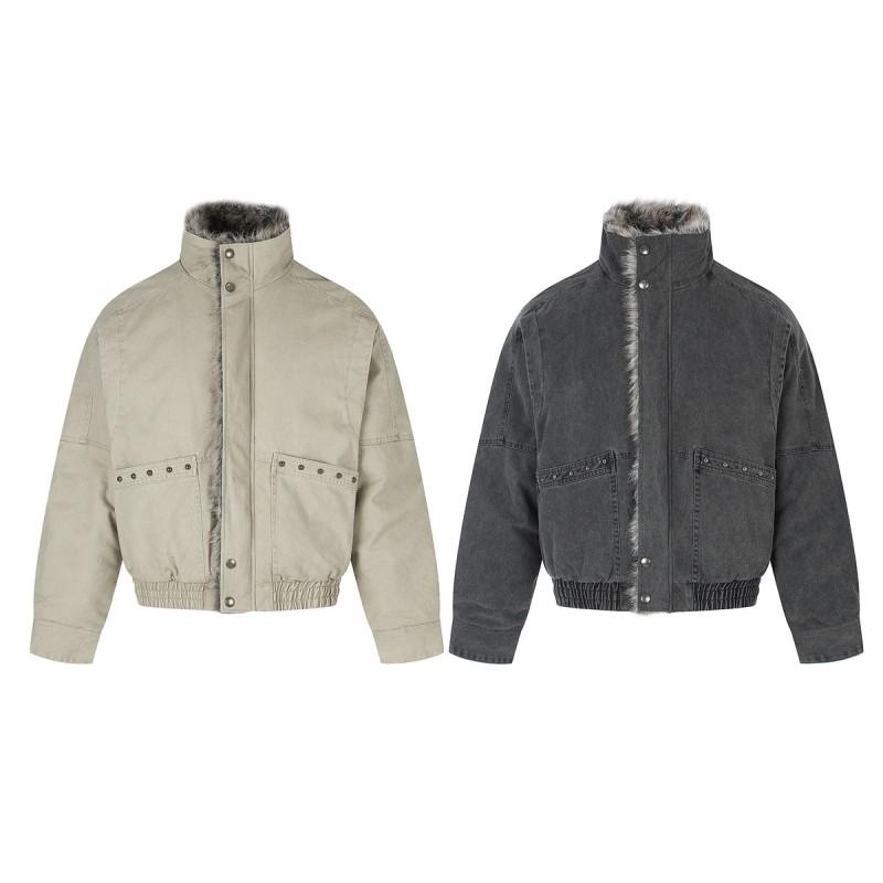 Magic Bear Winter Warm Puffer Jacket Fleece Lined Bomber Coat Street Style Couple Outwear