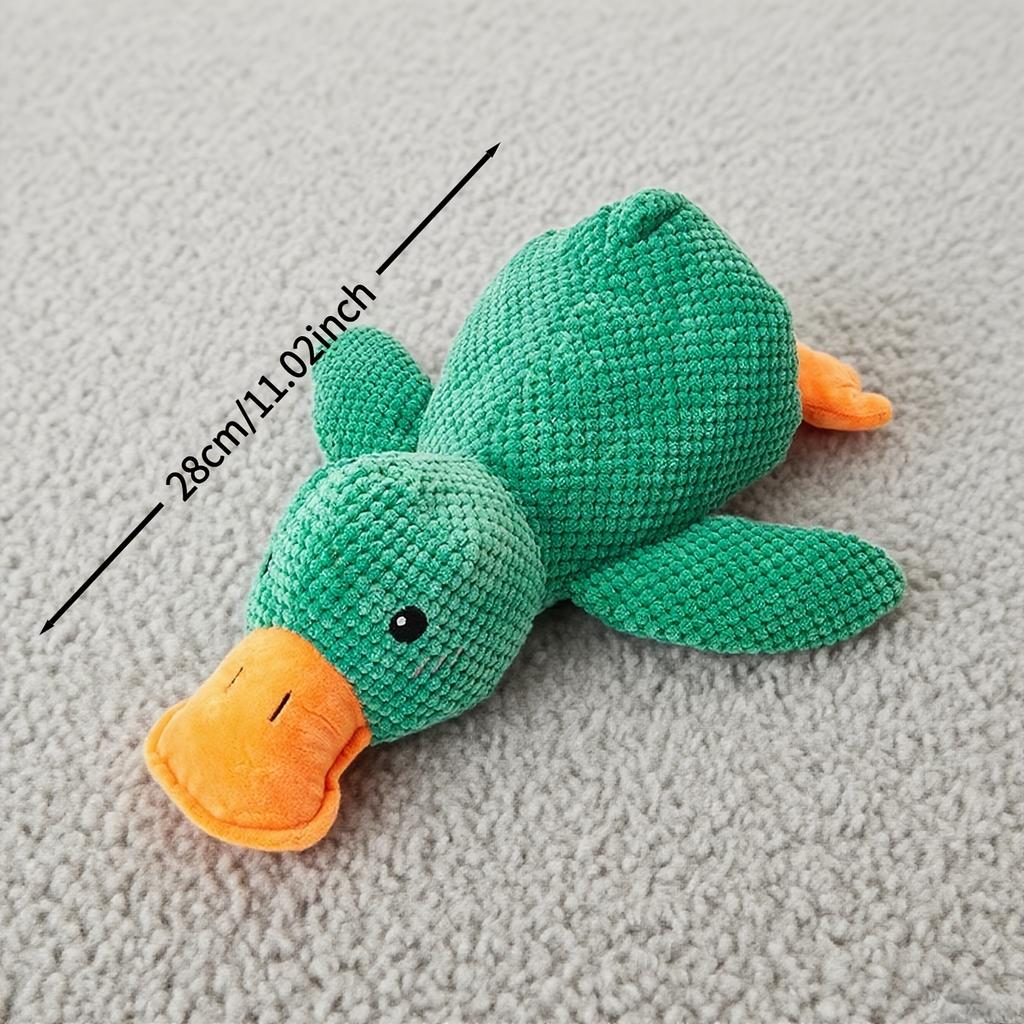 [Chew-Resistant Duck Toy] Chew-Resistant Interactive Yellow Duck Doll with Squeaking Sound | 3 Colors, Bite-Type Plush Toy for Cats&Dogs-Pet Supplies