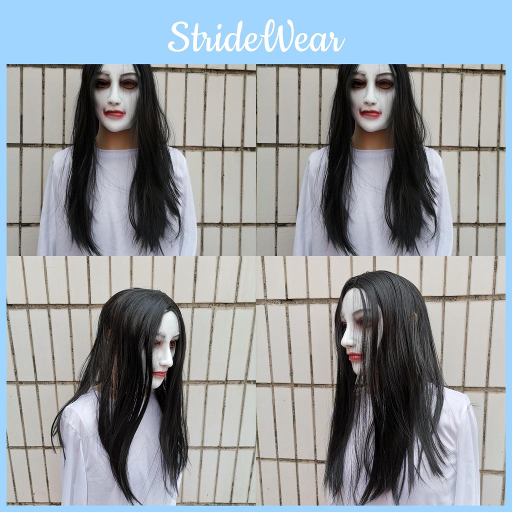 Ghost Female Latex Mask With Long Hair Design For Halloween And House Haunted
