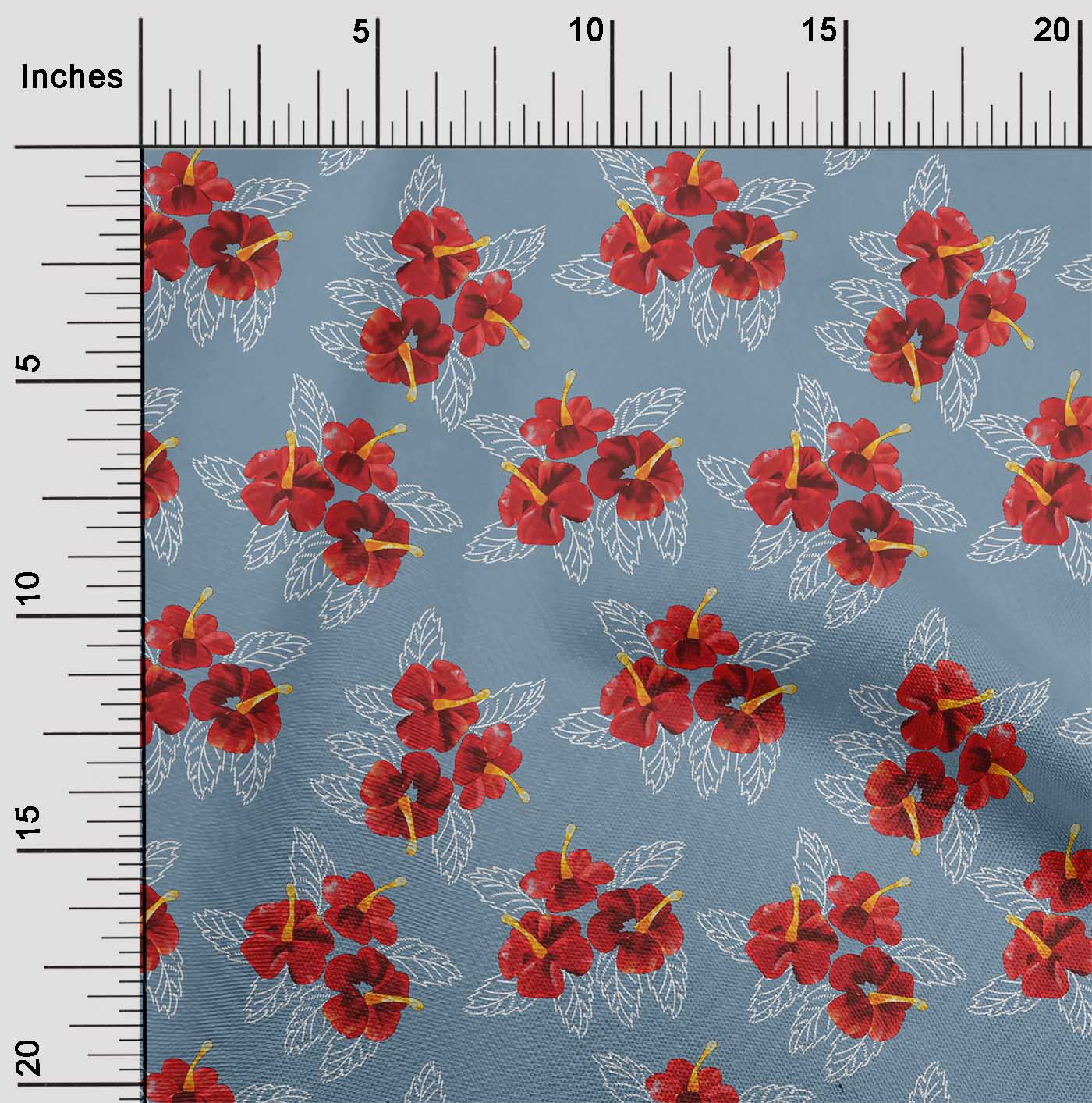 

oneOone Cotton Flex Fabric Leaves & Floral Artistic Sashiko Print Decor Fabric Printed BTY 40 Inch 42 Inch Wide - Viscose Chiffon небо синє кольору