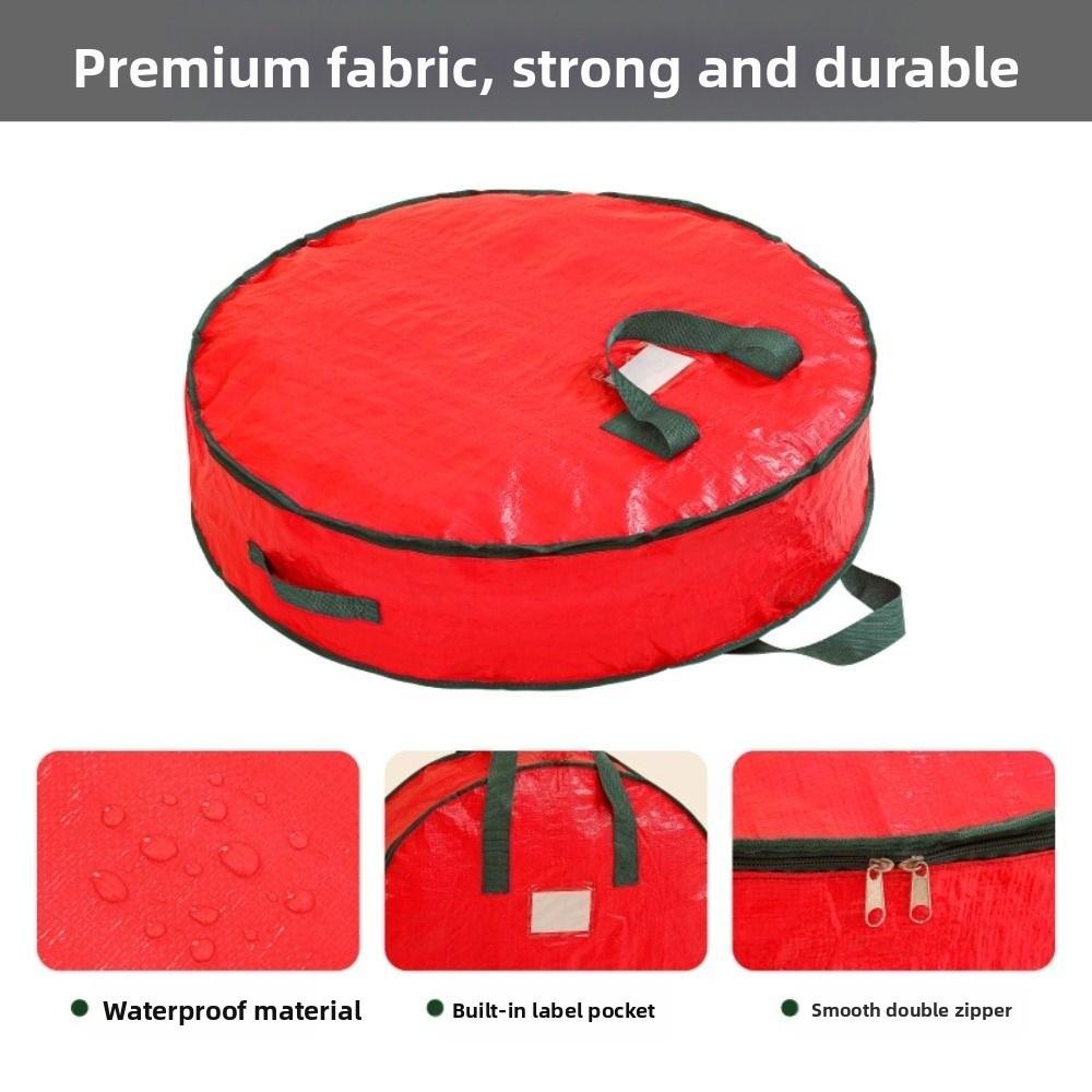 Durable Foldable Christmas Wreath Storage Bags Waterproof Dustproof with Handles Decoration Storage Bag Round Garland Bags