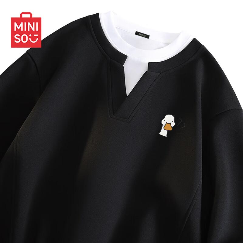 Мужской свитшот MINISO с круглым вырезом и принтом гуся, имитирующий многослойность 2XL