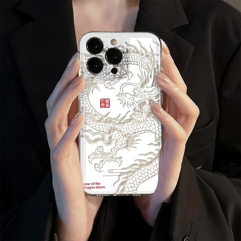 Fashionable Hollow Tiger Dragon iPhone Case For iPhone 17 16 15 14 13 12 11Pro Max XR XS MAX 7 8 PLUS MINI INS Transparent Cover
