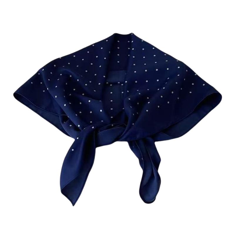 

Elegant Bandana Headscarf Silk Scarf Neck Wrap for Women Dress Triangular Hairband French Styles Dotted Scarf for Party королівський синій колір