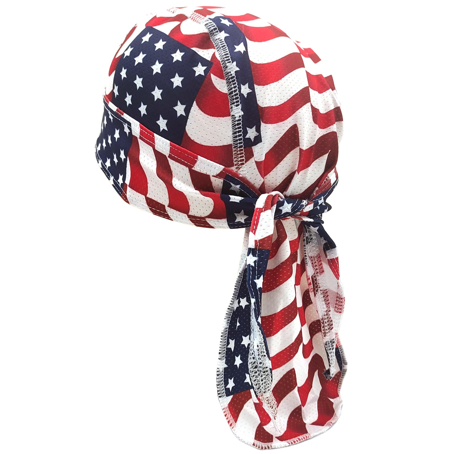 

Trifong Men s Bandana Cap Mesh Star Pattern Pirate Hat Quick Dry Sweat Absorption Bandana UV Cut Sweat Stopper Breathable Material Red Blue Do-rag