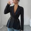 Women S A Line Blazer With Contrast Lace Waist Slim Fit For Autumn Winter