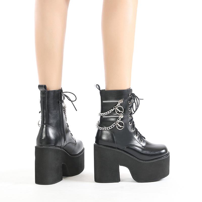 Metall Reißverschluss Schnalle Kette Seitenreißverschluss Martin Stiefel Ritterstiefel