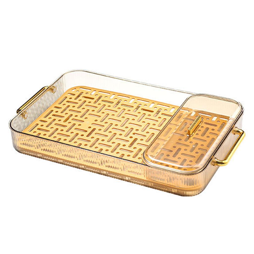 Double Layer Water Drainage Tea Tray with 2 Handle Decorative Fashionable Water Drainage Tea
