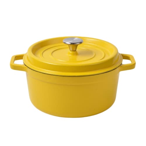Haiyunhome Cast Iron Enamel Pot, Double-Handled, Cast Iron, Waterless Cooking, Steam Circulation, Fast Heat Conduction, Energy-Saving, Stain-Resistant