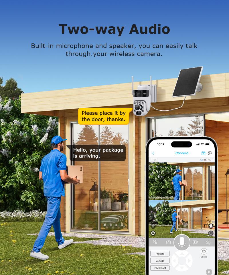 Cross-border UBOX-20X Dual Lens Solar Camera with 6MP Zoom, Remote HD, and Low Power Monitoring