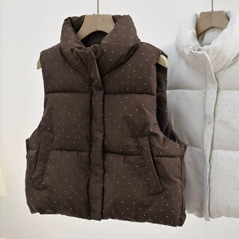Women S Stand Collar Sleeveless Short Vest Solid Color Casual