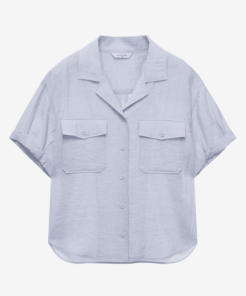 MIND BRIDGE WOMEN [W] Out Pocket Open Collar Short Sleeve Shirt - 3 Colors