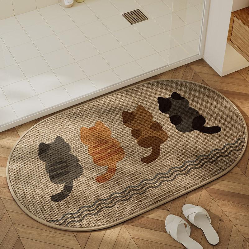 Cartoon Floor Mat Bathroom Water Absorbing Quick Drying Foot Mat Dirt Resistant and Easy To Maintain Carpet