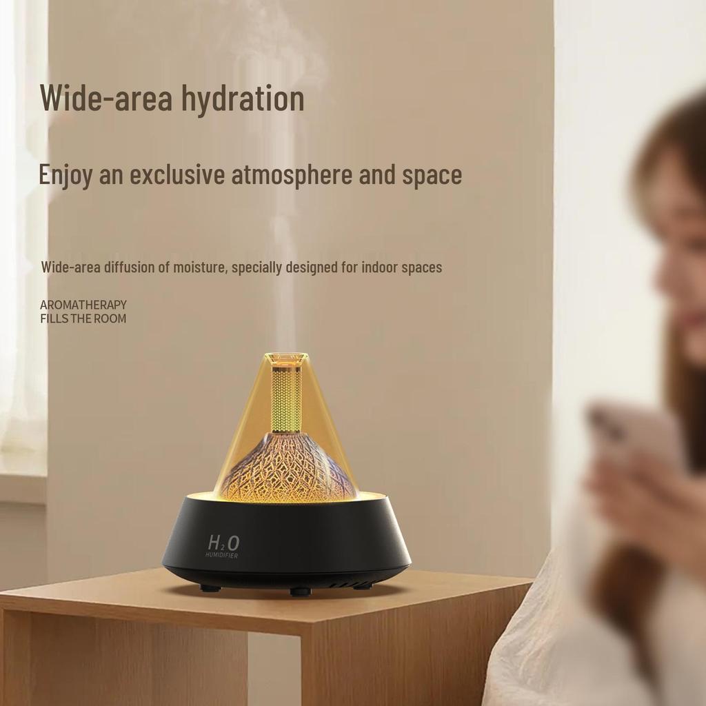 Volcano Aroma Diffuser: Compact Desktop Humidifier with Seven-Color LED for Home or Office