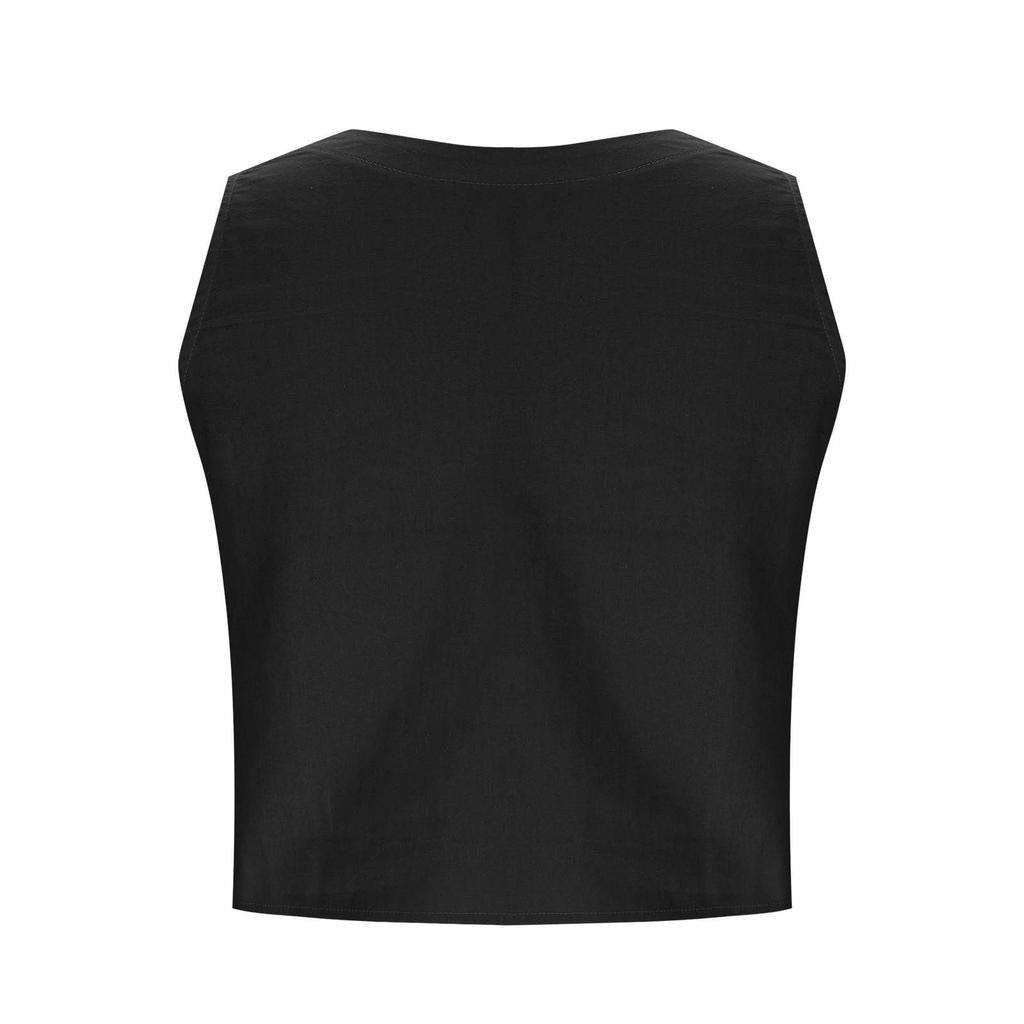 Women's Fashionable Oversized V-Neck Button-Up Tank Top Shirt Casual Blouse