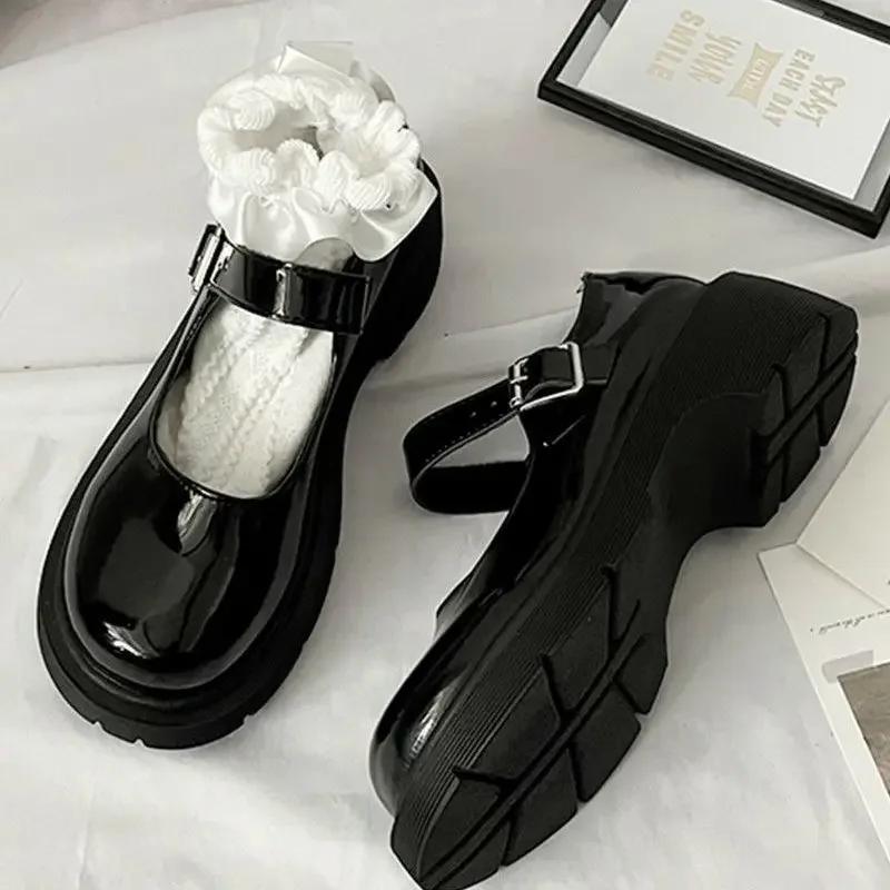 Plus Size Women's Shoes French Mary Jane Style Summer Thin Platform Thick Bottom Small Leather Shoes with Single Strap