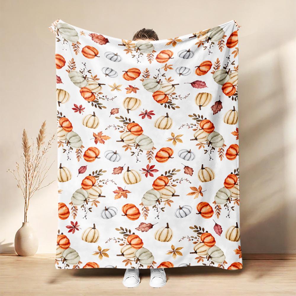 Halloween Autumn Flannel Soft Blanket for Office, Living Room, or Sofa