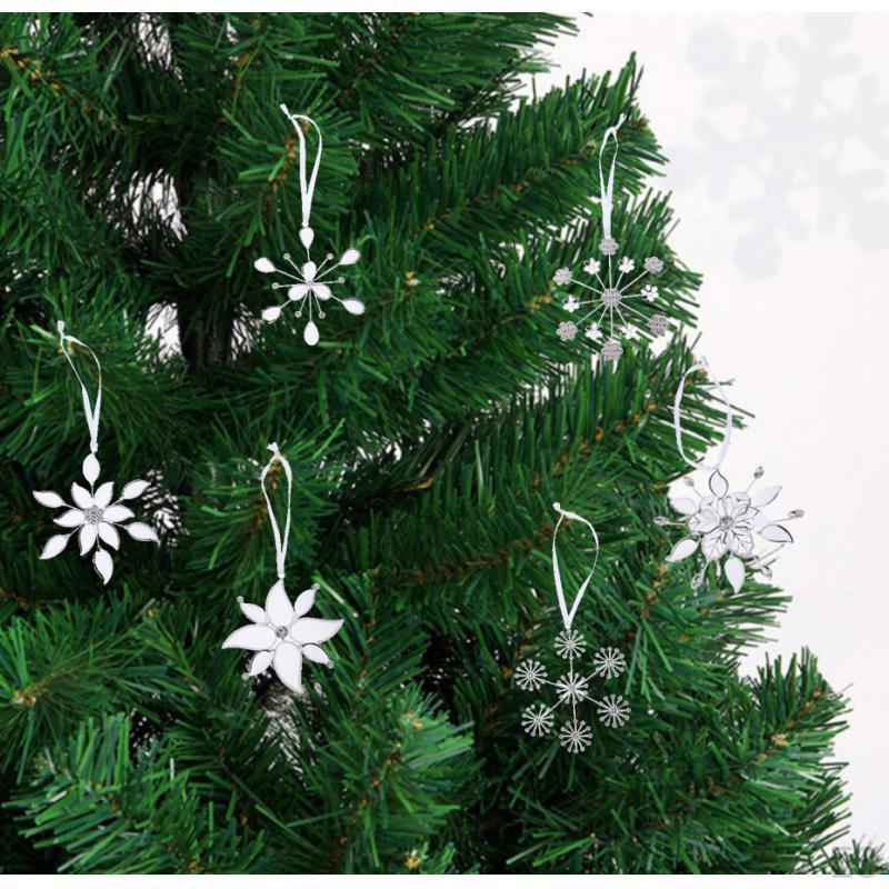 Holiday Christmas Tree Pendant Baubles Filigree Rhinestone Snowflake Gift Wedding Hanging