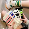 Female Spring and Autumn Color Stripes Sports Students All Build In The Tube Pile Socks