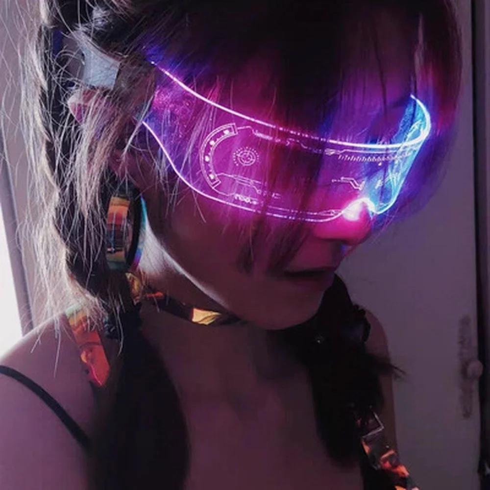 Świecące okulary przeciwsłoneczne LED Gogle Cyberpunkowe Modne na imprezę Świąteczną Kolorowe Świecące Okulary Klosz UV400