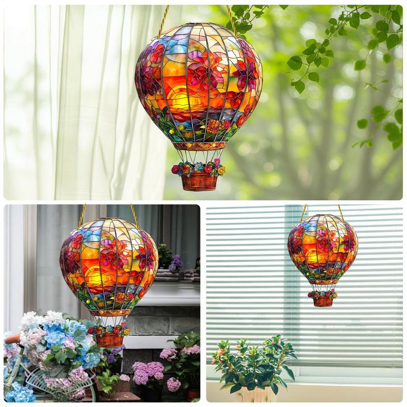 Hot Air Balloon Sun Catcher Acrylic Wall Hangable Colored Decor Indoor Window Decor Hangable Art for Indoor Outdoor