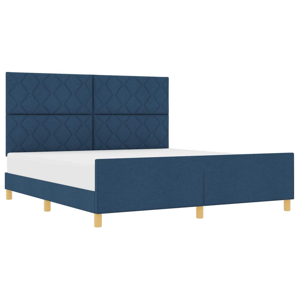 Bed Frame with Headboard Blue 180 x 200 cm Fabric