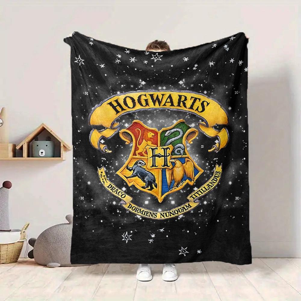1pc Hogwarts Crest Blanket Lightweight Flannel Throw For Sofa, Bed, Travel, Camping, Livingroom, Office, Couch, Chair, And Bed