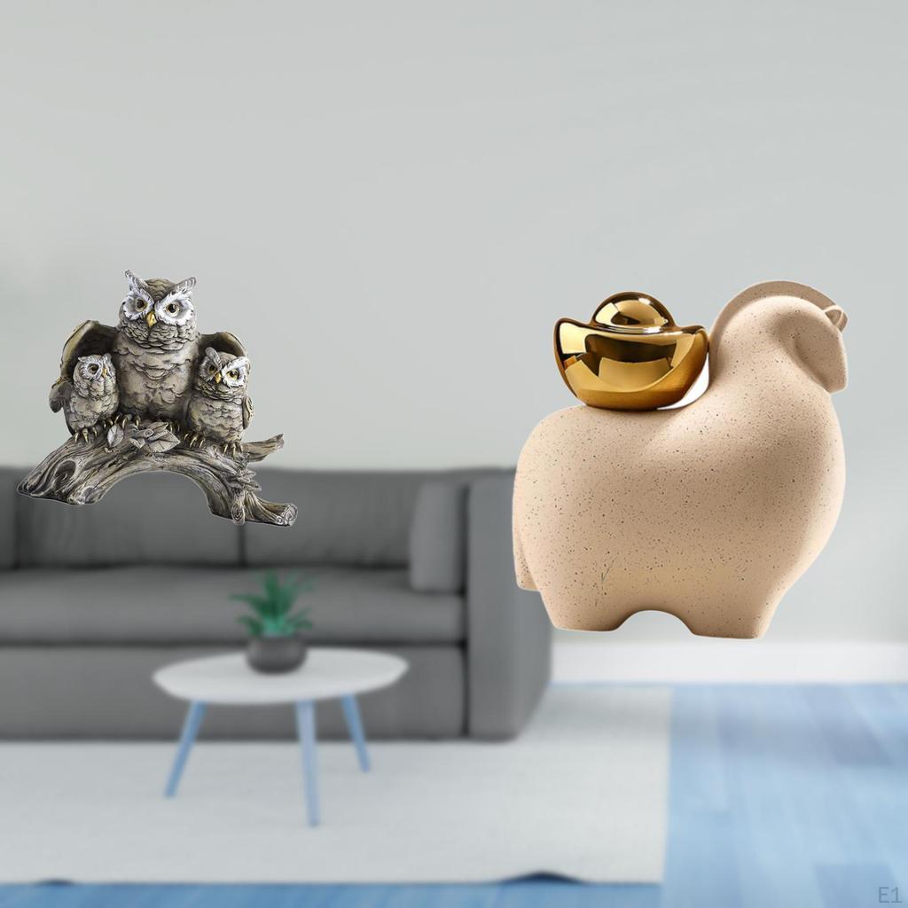 Modern Owl Figurine Sculpture for Living Room Office Cabinet Decor NightStand Tabletop Ornament