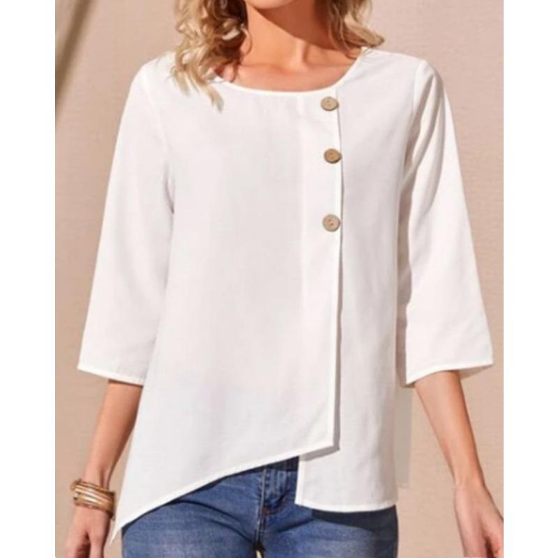 

Модные темпераментные блузки и рубашки женские с пуговицами и рукавами три четверти 3XL абрикосовый