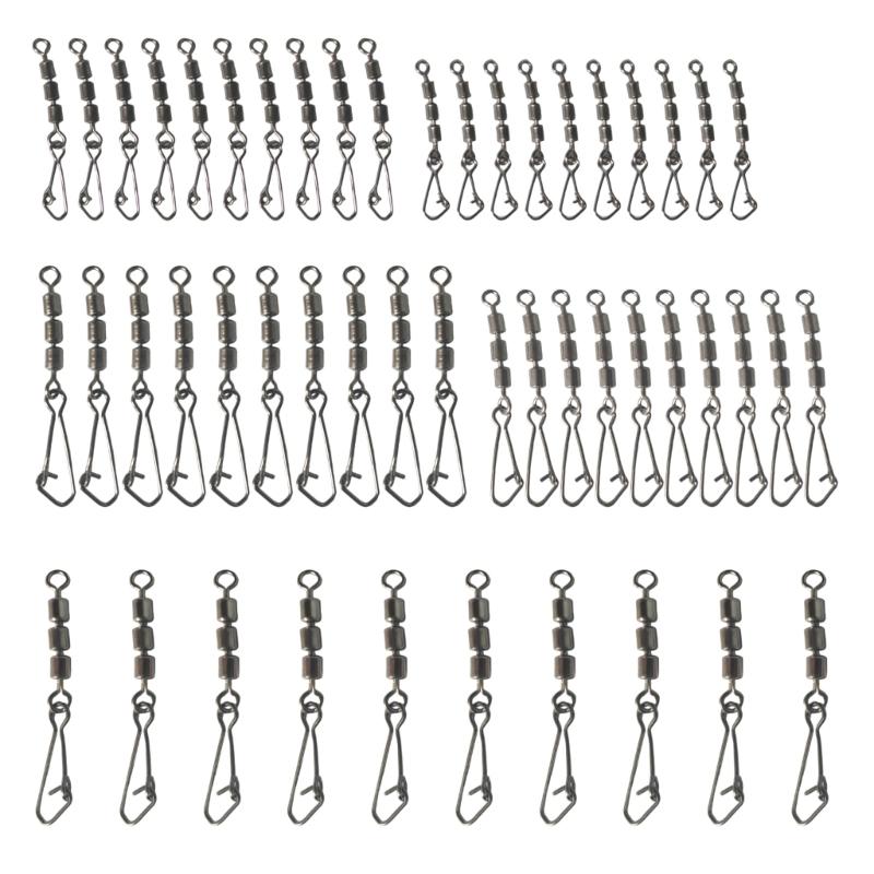 

50 шт. Тройные вертлюги-застежки для рыбалки, Высокая прочность 20 кг, Коррозионностойкая нержавеющая сталь, Быстросъемная конструкция 1