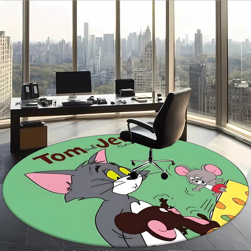Tom And Jerry (37) Round Office Rug Decorative Floor Rug for Office Bedroom Living Room and Home Space