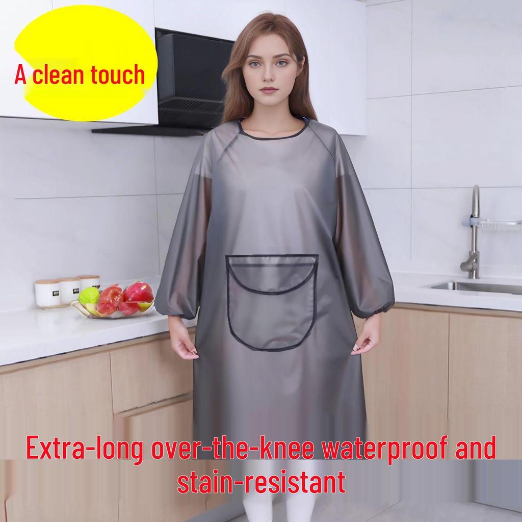Wasserdichte Schürze mit langen Ärmeln - Waschfreie, ölbeständige Arbeitskleidung für Küche und Meeresfrüchte