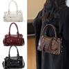 Punk Retro Underarm Bag PU Leather Pillow Handbag Portable Boston Bag  Shopping