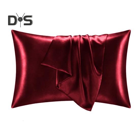 

2 шт. атласная наволочка гладкий искусственный шелк однотонный гладкая поверхность предотвращает ломкость завитков для спальни гостиной дивана наволочка наволочка 29inch вино красного