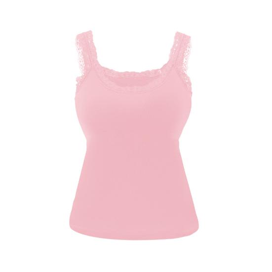 Spitzen-Tanktop für Damen Spaghettiträger Ärmelloses Camisole-Top mit integriertem BH