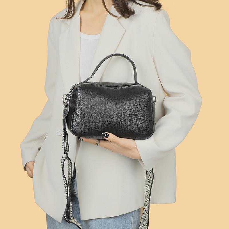 IELGY Cowhide One-Shoulder Messenger Pillow Bag Japanese Korean Version Fashion All-Match