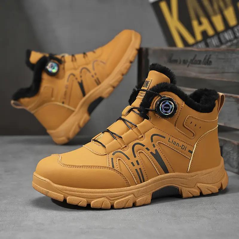 Men's Winter Sneakers Slip-Resistant Traction Outdoors, Cushioned EVA Insole & PU Upper - Low-Top Lace-Up Shoes Cold Weather Footwear, Outdoor Walking