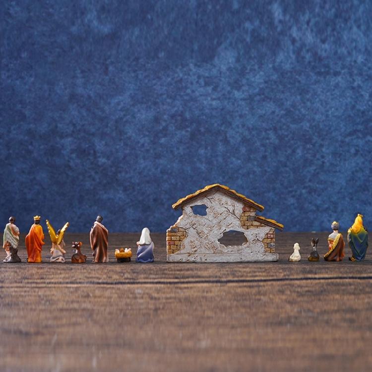 Weihnachts Krippenfiguren Harz Krippe Heilige Familie Krippenszene Statue für Weihnachten Innen Haus Tischdekorationen