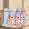 1PC Pastel Rainbow Unicorn 750ml Color Plastic Sports Water Bottle Leakproof Flip Straw Lid Suitable for Sports Office Home Use
