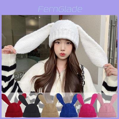 Dopamine Bunny Eared Knitted Hat For Women Winter Warmth Cute Animal Style