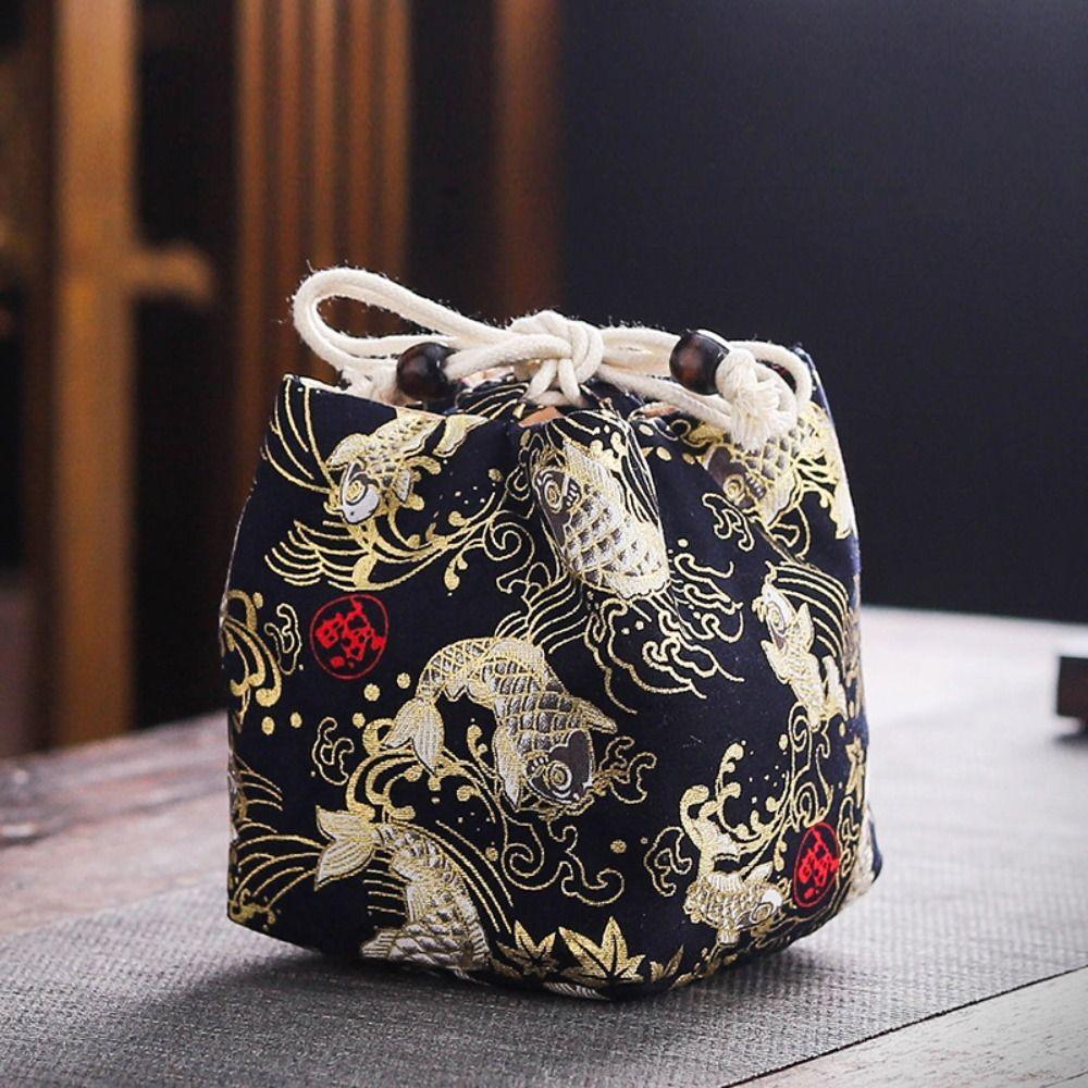 Cloud Chinese Style Handbag Dragon Square Flower Wrist Bag Sweet Tea Set Storage Bag Shopping