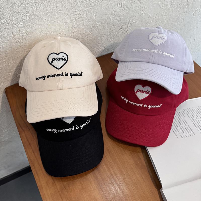 Letter Heart Embroidery Women Baseball Cap With Curved Brim For Casual Outings