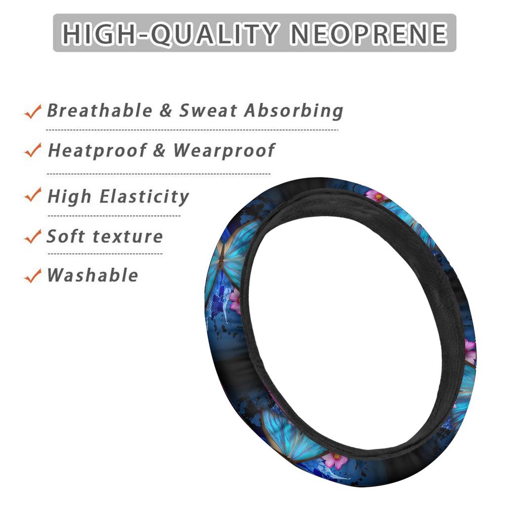 Bohemian Print Steering Wheel Cover Universal Fit for 36cm-39cm Diameter Car Steering Wheels Four Season Use