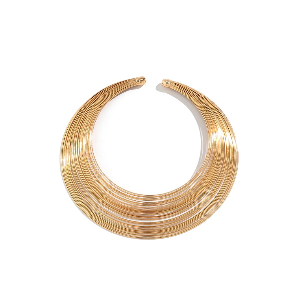 Übertriebene mehrschichtige Metalldraht-Torques Choker-Halskette für Frauen Punk Verstellbare offene Manschetten-Kette Grunge-Schmuck Steampunk Männer