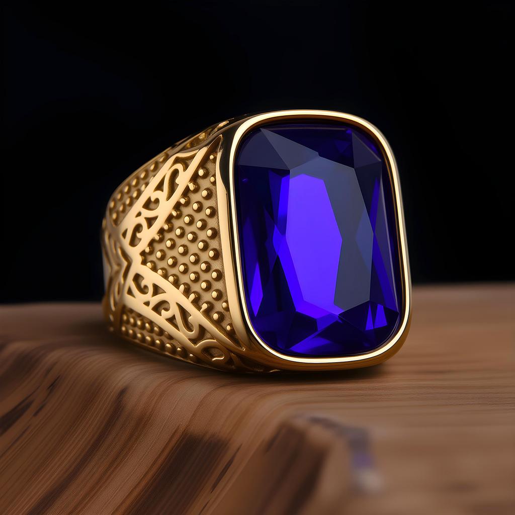 Men's High Quality Vintage Stainless Steel Gemstone Styles Ring Jewelry