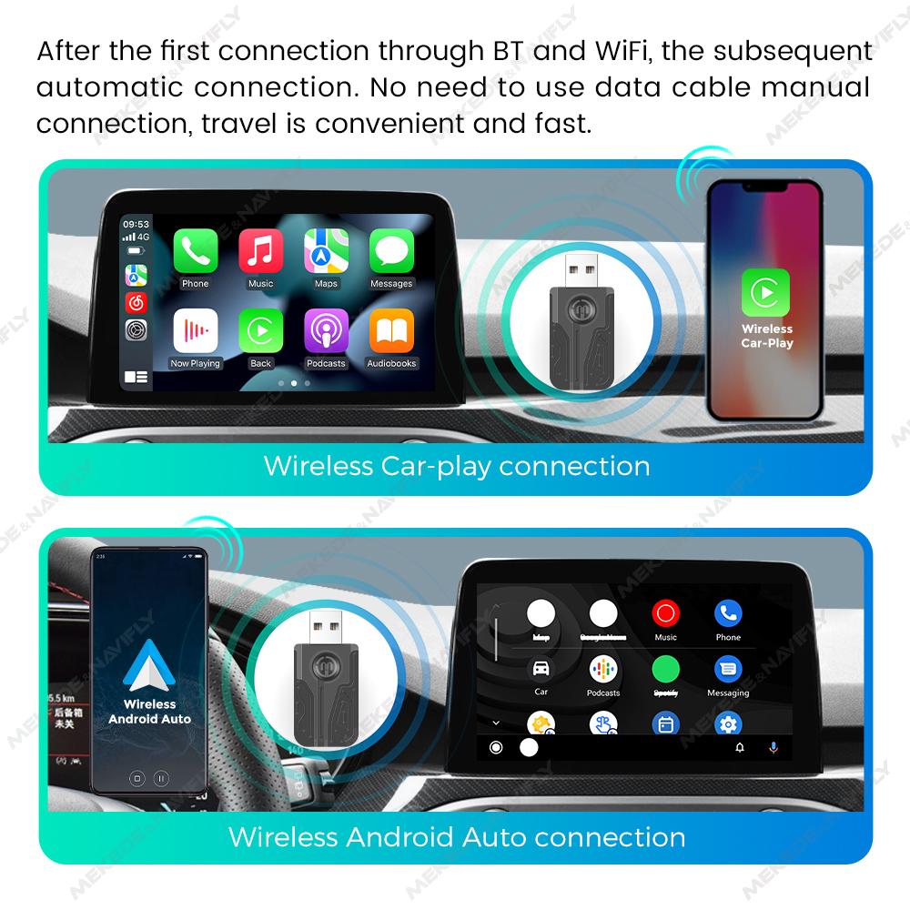 Wired to Wireless CarPlay Adapter Android Auto Wireless Smart Mini Box USB Plug And Play WiFi Automatic Connection For Universal