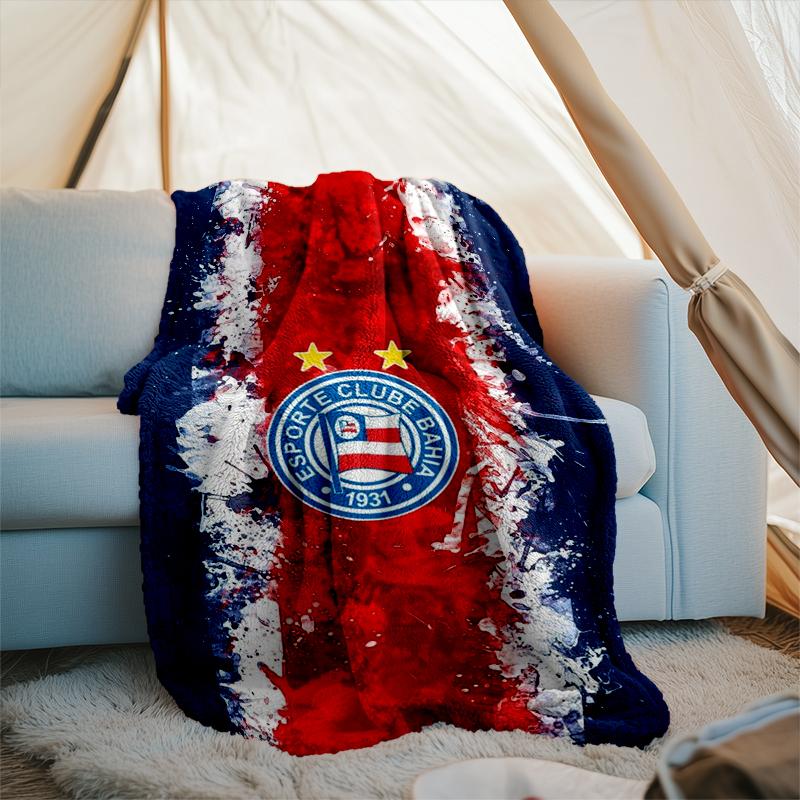 1 Stück Esporte Clube Bahia Sportverein Emblem Aufgedruckte Weiche Flanelldecke Überwurf für Schlafzimmer Wohnzimmer Sofa Camping Fan Geschenke Weihnachtsgeschenke